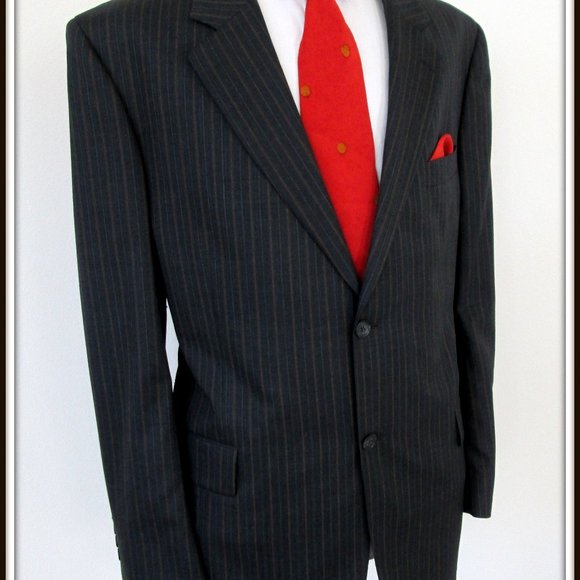 PAUL DIONE MENS DESIGNER TWO PIECE SUIT 46R IN STRIPED